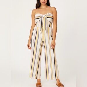 Gypsies & Moondust Strapless Striped Linen Blend Jumpsuit Size 7